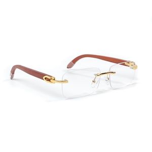 Rimless Woodgrain Vintage Fashion Glasses For Men